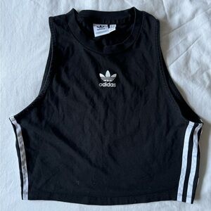 adidas black cropped tank top
